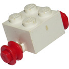 LEGO Wit Steen 2 x 2 met Rood Single Wielen (3137)