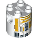 LEGO Weiß Backstein 2 x 2 x 2 Runden mit R5-A2 Gelb mit unterem Achshalter 'x' Form '+' Ausrichtung (30361 / 39666)