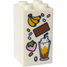 LEGO White Brick 2 x 2 x 3 with Bananas, Chocolate, Strawberry and Shake, on the other side Flowers  Sticker (30145)
