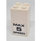 LEGO White Brick 2 x 2 x 3 with 'MAX 5 SPEED' Sticker (30145)