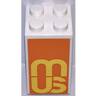 LEGO White Brick 2 x 2 x 3 with Mus Part of Museum Sticker (30145)