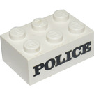 LEGO blanc Brique 2 x 3 avec Noir "Police" Serif (3002)