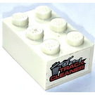 LEGO Weiß Backstein 2 x 3 mit Track cleaner Aufkleber (3002)