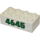 LEGO blanc Brique 2 x 4 avec "4645" Autocollant (3001)