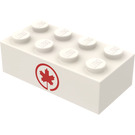 LEGO Biały Cegła 2 x 4 z Powietrze Canada logo (Wcześniej, bez podpór krzyżowych) (3001)