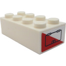 LEGO blanc Brique 2 x 4 avec Battery sur Deux sides Autocollant (3001)