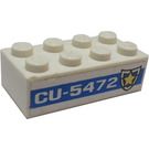 LEGO Weiß Backstein 2 x 4 mit 'CU-5472' und Badge (Both Sides) Aufkleber (3001)