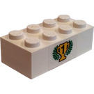 LEGO blanc Brique 2 x 4 avec First Place Trophy Autocollant (3001)