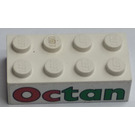 LEGO White Brick 2 x 4 with Octan Pattern Sticker (3001)