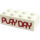 LEGO Wit Steen 2 x 4 met 'PLAY Dag' (3001)