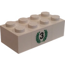 LEGO blanc Brique 2 x 4 avec Third Place Autocollant (3001)