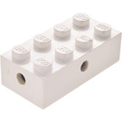 LEGO Wit Steen 2 x 4 met Wielen Houder (Ondoorzichtige Onderzijde)