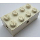 LEGO Weiß Backstein 2 x 4 mit Räder Halter (Transparenter Boden)