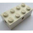 LEGO White Brick 2 x 4 with Wheels Holder (Transparent Bottom)