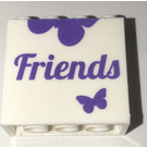 LEGO Bianco Mattoncino 2 x 4 x 3 con 'Friends' logo both Lati (30144)