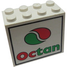 LEGO Hvit Kloss 2 x 4 x 3 med Octan logo (30144 / 46052)