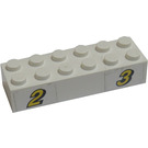 LEGO White Brick 2 x 6 with "2" / "3" Sticker (2456)