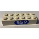 LEGO White Brick 2 x 6 with '559' Sticker (2456)