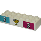 LEGO blanc Brique 2 x 6 avec Numbers '2', '3' et Gold Cup Autocollant (2456)