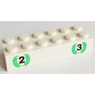 LEGO Blanco Ladrillo 2 x 6 con Second y Third Place (2456)