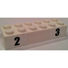 LEGO White Brick 2 x 6 with Second and Third Place Sticker (2456)