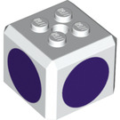LEGO blanc Brique 3 x 3 x 2 Cube avec 2 x 2 Goujons sur Haut avec Dark Purple Circles (66855 / 94664)