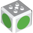 LEGO Bianco Mattoncino 3 x 3 x 2 Cube con 2 x 2 Bottoncini su Superiore con Verde Circles (66855 / 79548)