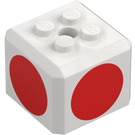 LEGO hvid Klods 3 x 3 x 2 Cube med 2 x 2 knops på Top med Rød Circles (66855 / 68967)