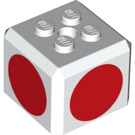 LEGO blanc Brique 3 x 3 x 2 Cube avec 2 x 2 Goujons sur Haut avec rouge Circles (66855 / 68967)