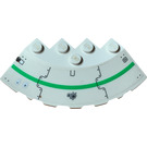 LEGO blanc Brique 6 x 6 Rond (25°) Coin avec Green Stripe, Vent Grilles et Bullet des trous (Droite) Autocollant (95188)