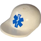 LEGO White Cap with Blue EMT Star of Life logo with Long Flat Bill (4485 / 82035)