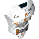 LEGO White Chest with Vest and Belt with Orange Pattern, Gray Worn Marks, 'SW Clone Wars' (21561 / 22701)