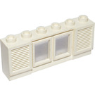 LEGO hvid Classic Vindue 1 x 6 x 2 med 2 Ruder og Shutters Kort læbe