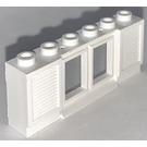 LEGO Hvit Classic Vindu 1 x 6 x 2 med Shutters (Gammel type) Forlenget leppe med glass