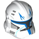 LEGO White Clone Trooper Helmet with Holes with Captain Rex Blue Markings (11217 / 104618)