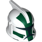 LEGO Weiß Clone Trooper Helm mit Löcher mit Clone Commander Gree Muster (61189 / 74820)