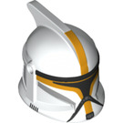 LEGO Weiß Clone Trooper Helm mit Löcher mit Commander Orange Streifen (61189 / 79912)