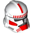 LEGO White Clone Trooper Helmet with Holes with Coruscant Guard Red Markings (11217 / 104263)