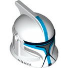 LEGO White Clone Trooper Helmet with Holes with Dark Azure Stripes (61189)