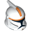 LEGO Weiß Clone Trooper Helm mit Löcher mit Orange Streifen (61189 / 63580)