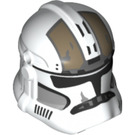 LEGO White Clone Trooper Helmet with Holes with Phase 2 Clone Gunner Tan Pattern (11217 / 100653)