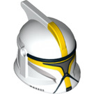 LEGO Weiß Clone Trooper Helm mit Löcher mit Gelb Pilot Markings (14122 / 61189)