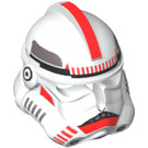 LEGO Weiß Clone Trooper Helm mit Rot Streifen / Rot Mund Markierungen (58788)