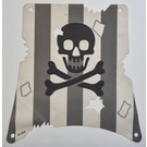 LEGO White Cloth Square Sail with Dark Gray Stripes, Skull and Crossbones and Damage Cutouts