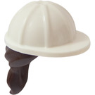 LEGO White Construction Helmet with Dark Brown Hair (16178 / 29211)