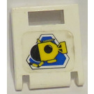 LEGO Wit Container Doos 2 x 2 x 2 Deur met Sleuf met Submarine en Blauw Triangle Sticker (4346)