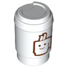 LEGO White Cup with Lid with Minifigure Face (15496 / 15640)