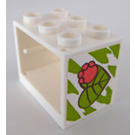 LEGO White Cupboard 2 x 3 x 2 with Green Heart Shaped Leaf  and Pink Flower Sticker with Recessed Studs (92410)