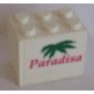 LEGO White Cupboard 2 x 3 x 2 with 'Paradisa' and Green Palm Leaves Sticker with Solid Studs (92410)