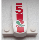 LEGO blanc Incurvé De Affronter Fin et Base 4 x 4 x 1.3 avec "5" et Octan logo Autocollant (93589)